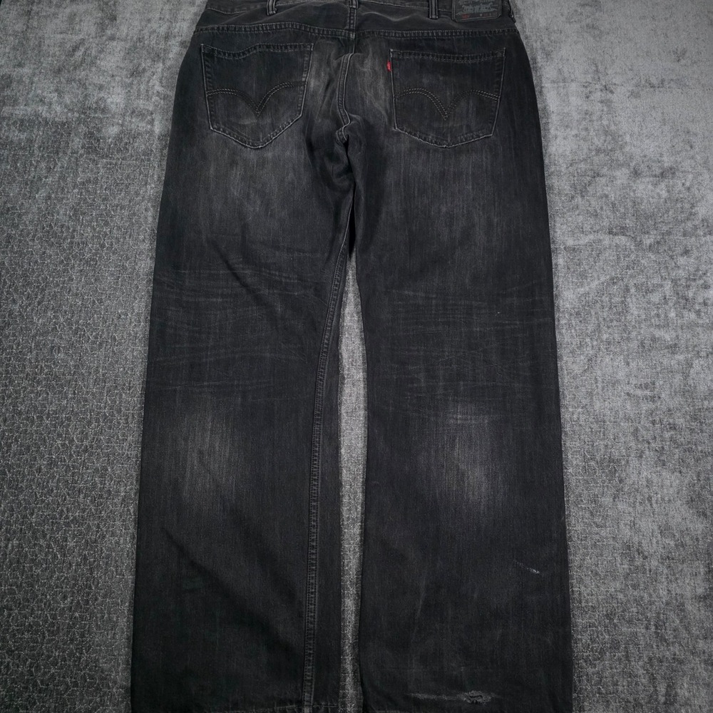 Y2K Levis 569 Loose Straight Jeans Mens 38x32 Black Faded Denim Pants Skater